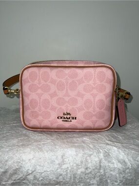 Coach Pink Signature Canvas Crossbody Camera Bag